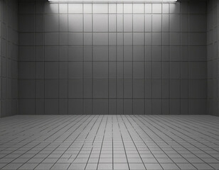 Fototapeta premium Abstract interior with tile floor and empty mock up place. 3D Rendering.