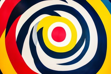 Vibrant abstract spiral design featuring bold colors and dynamic shapes, perfect for modern art and design projects.