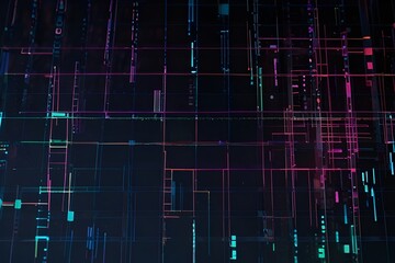 Abstract Digital Data Technology Grid Fx Background Loop/ 4k animation of an abstract background with digital data technology graphic grid seamless looping Generative AI