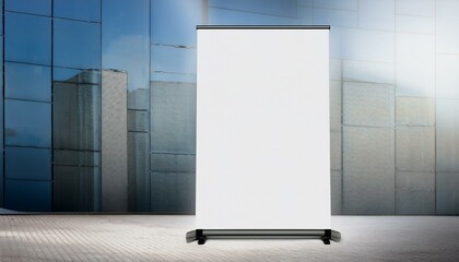 blank billboard. Roll up banner stand isolated 
