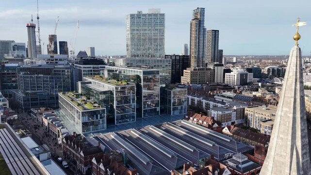 East London UK drone reveal Christ Church Spitalfields