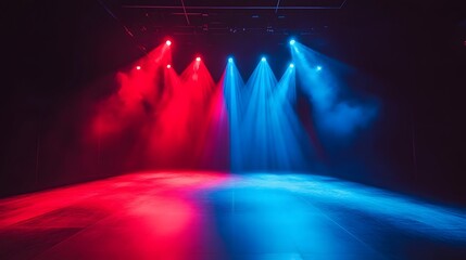 Striking Red and Blue Lighting Illuminating the Theatrical Stage
