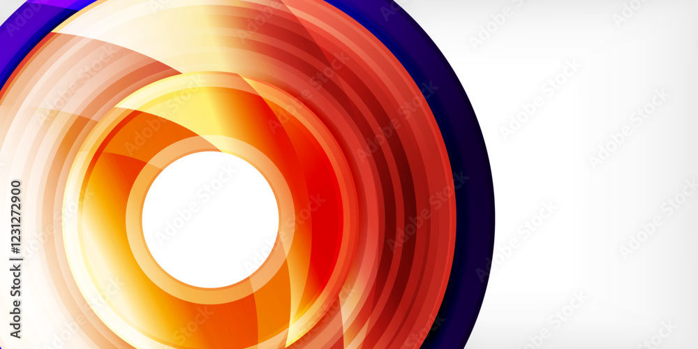 Poster bright colorful circles with light effects. abstract background