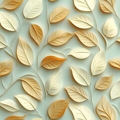 Elegant Seamless Abstract Decorative 3D Leaf Pattern Background