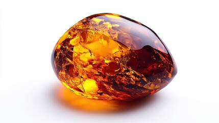 Beautiful Amber Stone with Natural Inclusions and Rich Color