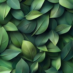 Obraz premium Lush Green Foliage with Intricate Leaf Textures in Seamless 3D Abstract Pattern