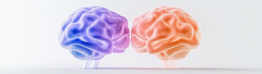 Colorful representation of human brains merging.