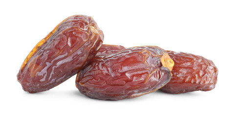 Many tasty dried dates isolated on white