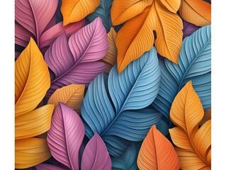 Fototapeta premium Lush and Vibrant 3D Botanical Pattern with Layered Tropical Leaves in Cinematic Digital Painting
