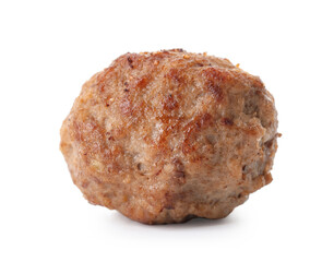 One tasty cooked meatball isolated on white