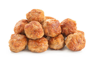 Group of tasty cooked meatballs isolated on white