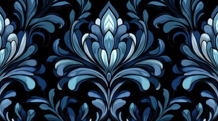 Elegant Blue Floral Pattern Design for Textile and Wallpaper Use