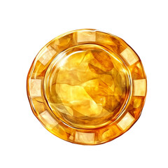 Gold poker chips in artistic watercolor style