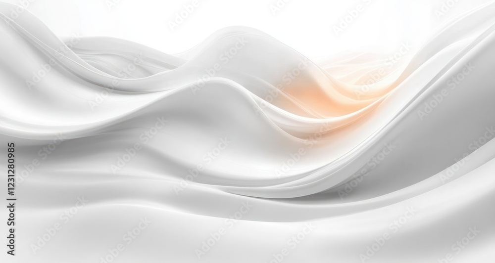 Poster minimalist abstract white flowing curves light design