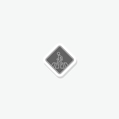Pedestrian walk sign sticker isolated on gray background