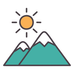 Minimalist Mountain with Sun
