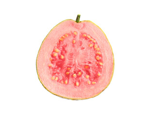 Half of fresh guava fruit isolated on white