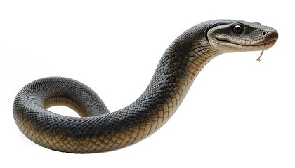 Obraz premium Close-Up of a Coiled Black Snake with Detailed Scales. generative AI