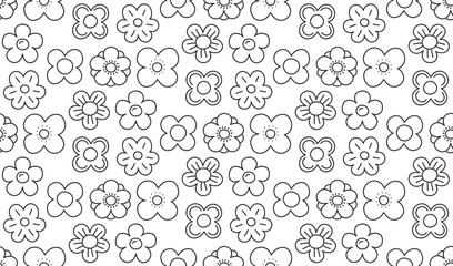Seamless pattern with abstract hand drawn doodle flowers, vector eps10 illustration