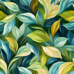Mesmerizing Abstract Botanical Foliage Pattern with Elegant Impressionist Brushwork