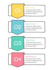 Doodle infographic template with 4 arrows, hand drawn process infographics, vector eps10 illustration