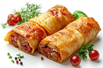 Delicious savory pastry rolls with fresh herbs