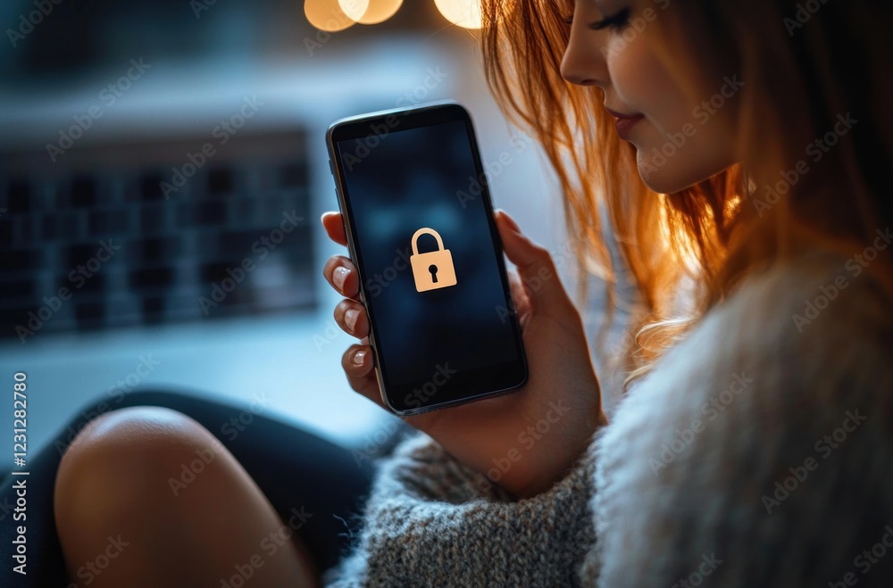 Poster Smartphone Lock Code and Protection for Personal Privacy with Two Factor Authentication and Encrypted Data Against Cyber Threats