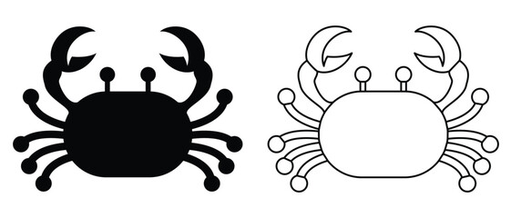 Crab icon, crab vector icon. Stone crab flat icon. Sea crab silhouette isolated. Vector illustration. Isolated in white background