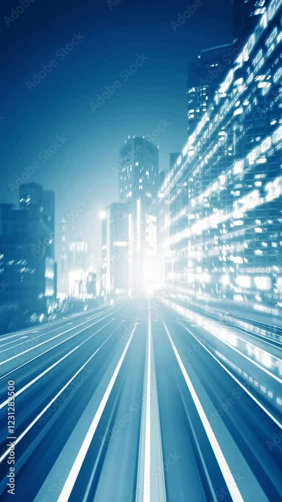  loopable video of digital data flow on road in concept of program coding with graphic creating visio
