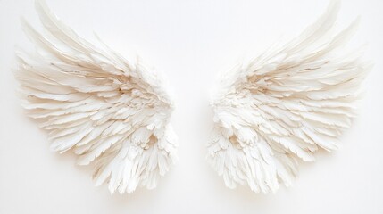 Ethereal White Wings Against Minimalist Background for Creative Use