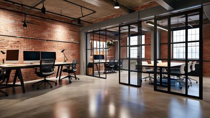 Modern Industrial Office Space with Glass Partitions