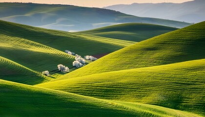 Obraz premium Blooming Flowers Hills Background