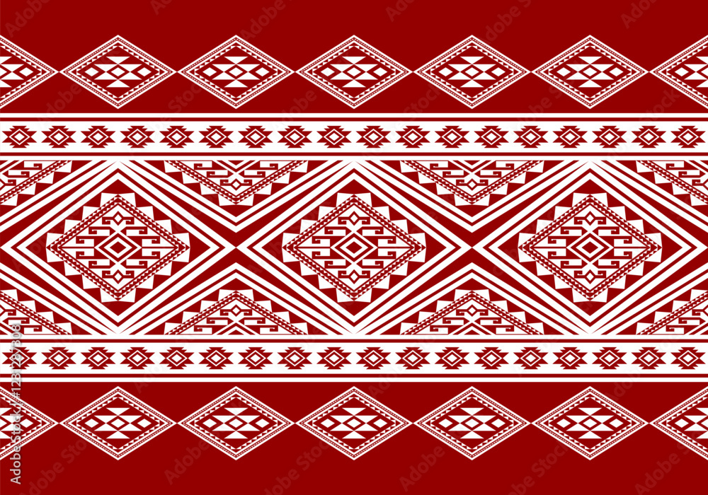 Wall mural Geometric ethnic oriental seamless pattern traditional Design for background,carpet,wallpaper.clothing,wrapping,Batik fabric,Vector illustration.embroidery style - Sadu, sadou, sadow or sado