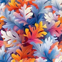 Vibrant Fantastical 3D Leaf Pattern   Seamless Abstract Decorative Digital
