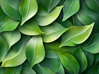 Lush Surreal 3D Foliage Backdrop with Flowing Organic Patterns and Vibrant Emerald Tones
