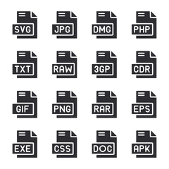 A set of icons for various file types, including.jpg,.pdf,.doc, and.txt