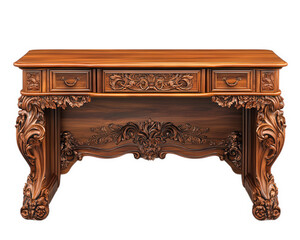 traditional wooden desk with intricate carvings and ornate details, showcasing craftsmanship and elegance. Perfect for classic home or office decor
