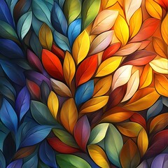 Fototapeta premium Vibrant Organic Leaves Pattern with Luminous Impressionistic Greenhouse Atmosphere