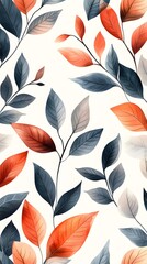 Elegant Overlapping Botanical Leaves Pattern in Muted Tones