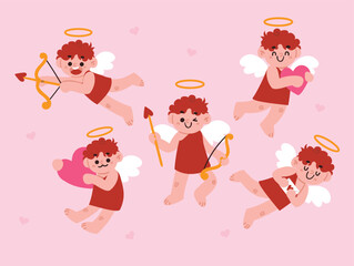 Cute Cupid Angels Set Character Mascot