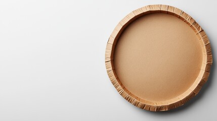 Round Brown Paper Plate on Minimalist White Background
