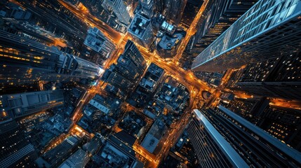 Aerial View of a City at Night: A Stunning Metropolis