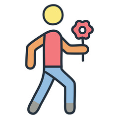 Minimalist Illustration of a Person Offering Flower