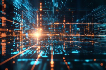 Obraz premium Colorful abstract background symbolizing the future of technology, showcasing vibrant digital patterns, innovation, and progress in tech design.