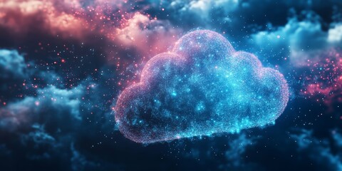 Ethereal Nebulous Cloud Formation Illuminated in Vibrant Blues and Pinks