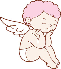 Vanlentine s day hand drawn design with vintage coquette cupid