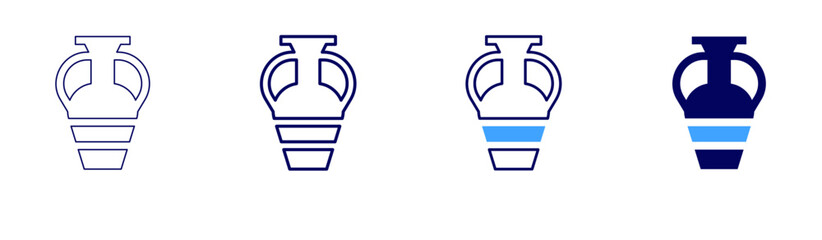 Amphora icon in 4 different styles. Thin Line, Line, Bold, and Bold Line. Duotone style. Editable stroke