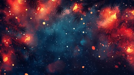 Fototapeta premium Enchanting Christmas Background Featuring Vibrant Red and Blue Lights Creating a Festive Atmosphere Ideal for Holiday Celebrations and Seasonal Decorations Evoking Warmth and Joyful Spirit