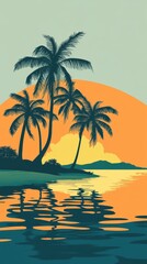 Fototapeta premium Tropical Sunset Paradise Beach Scene
