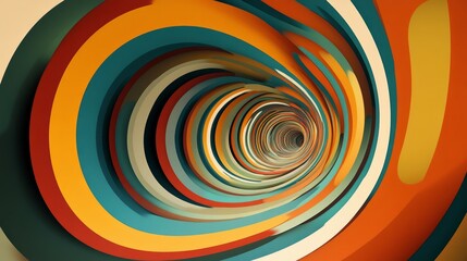Dynamic abstract image featuring a colorful swirling tunnel with vibrant curved lines, creating a sense of motion and energy.